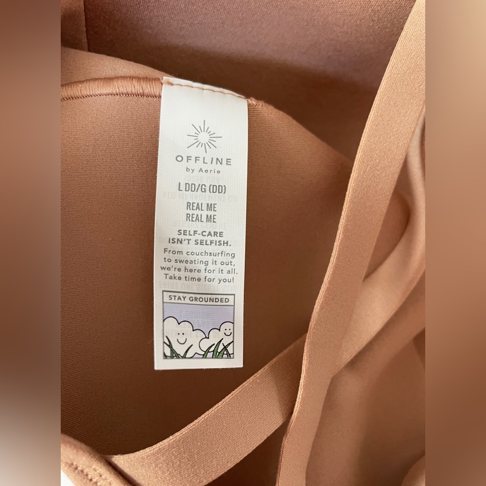 BNWT OFFLINE By Aerie Real Me Hold Up! Strappy Sports Bra in Beach Dune Color - Picture 14 of 16
